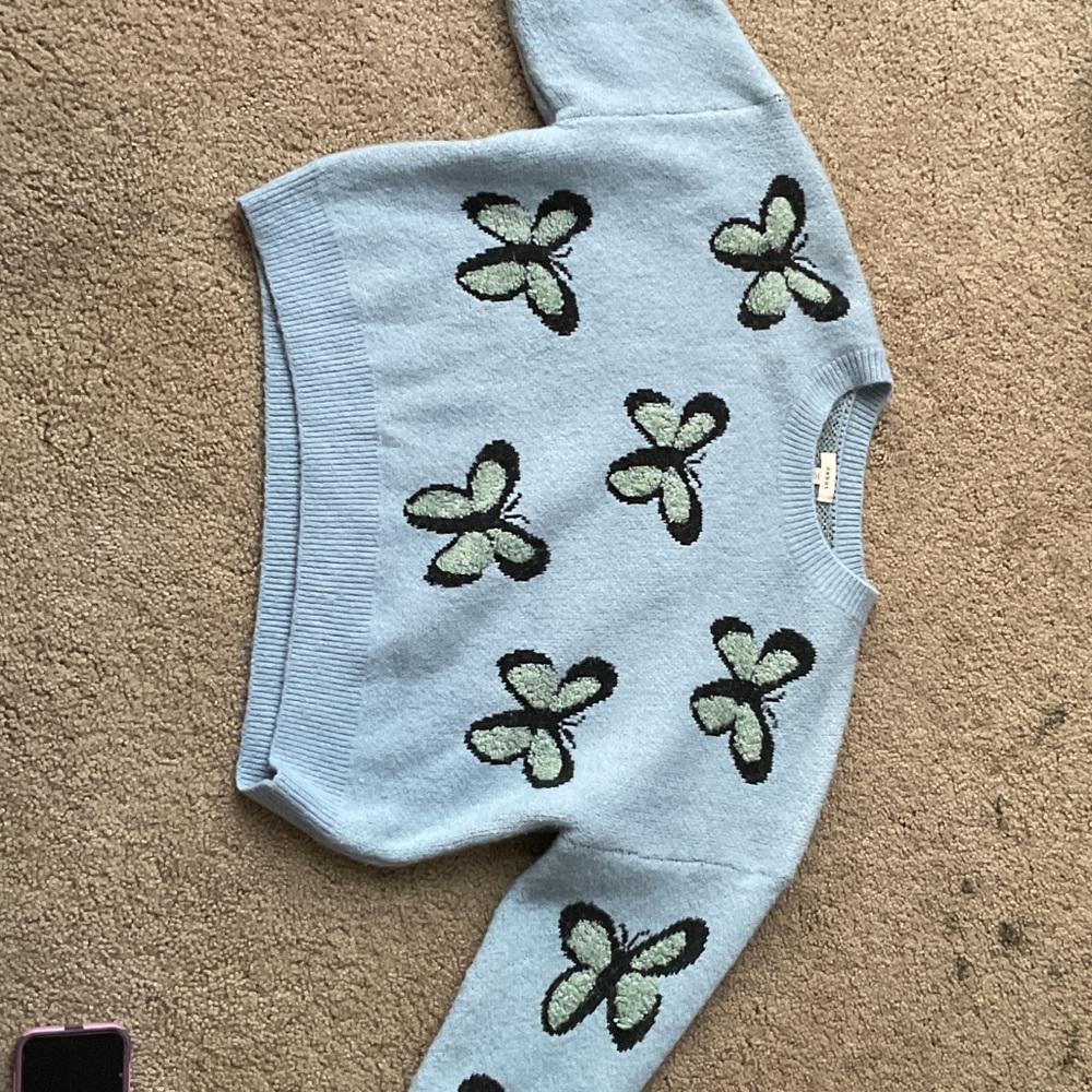 Debut Light Blue Sweater with Butterfly Pattern